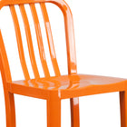 Flash Furniture 30" High Orange Metal Indoor-Outdoor Barstool with Vertical Slat Back-Footrest