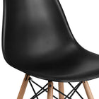 Flash Furniture Elon Series Black Plastic Chair with Wooden Legs - 2 Pack-Polypropylene Molded Structure