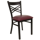 Flash Furniture HERCULES Series Black "X" Back Metal Restaurant Chair - Burgundy Vinyl Seat-500 lb. Weight Capacity