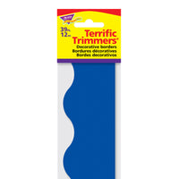 TREND enterprises, Inc. Terrific Trimmers - 2-1/4" x 39' - Royal Blue - 12 Pack-Decorative precut paper border for displays and crafts
