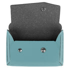 JAM Paper Leather Business Card Case, Angular Flap, Teal Blue-Capacity: 100 cards