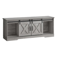 Monarch Specialties 2747 Tv Stand - 60"L/Grey With 2 Sliding Doors-Modern-farmhouse style 60-inch TV stand with open and closed storage in a grey wood-look finish