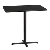 Flash Furniture 30'' x 42'' Rectangular Laminate Table Top, Black with 22'' x 30'' Bar-Height Table Base (XUBK3042T2230B)-Bar Height Hospitality Table