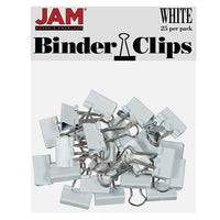 JAM Paper Binder Clips, Small, 19mm, White Binderclips, 5 packs of 25 (334BCWhg)-Size: 0.75"