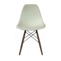 Plata Import Eiffel Chair, White Seat, Walnut Wood Legs (PC-016W-WHITE)-Dining Chair