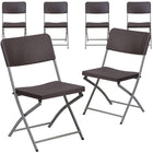 Flash Furniture 6 Pk. HERCULES Series Rattan Plastic Folding Chair with Grey Frame - Brown-440 lb. Weight Capacity