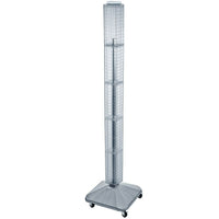 Azar Displays 60" x 4" x 4" Standard Interlocking Pegboard Display Tower, Clear (700226-CLR)-Revolves on a square wheeled base