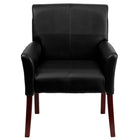 Flash Furniture Black Leather Executive Side Reception Chair with Mahogany Legs-Executive Guest Chair