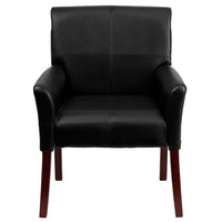 Flash Furniture Black Leather Executive Side Reception Chair with Mahogany Legs-Executive Guest Chair