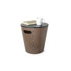 Umbra Woodrow Storage Stool - Black/Walnut-Multipurpose Furniture: Woodrow's base can store large household items, while its lid allows it to function as a side table and extra seating