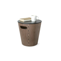 Umbra Woodrow Storage Stool - Black/Walnut-Multipurpose Furniture: Woodrow's base can store large household items, while its lid allows it to function as a side table and extra seating