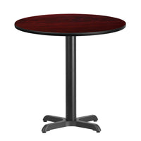 Flash Furniture 30" Round Mahogany Laminate Table Top with 22" x 22" Table Height Base-Hospitality Table