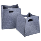 Truu Design, Square Felt Storage Baskets, Set of 3, 15 x 14.5 x 14 inches, Light Grey-Large basket measures 13" x 14" x 13", medium basket measures 11" x 13" x 11", and small basket measures 9.5" x 11" x 9.5" in dimensions