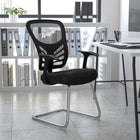 Flash Furniture Chaise de réception auxiliaire en maille noire avec base chromée-Garantie limitée de 5 ans (pièces métalliques non mobiles), garantie limitée de 2 ans (pièces)