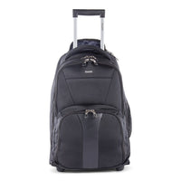 Bugatti Gregory Polyester Backpack On Wheels, Black-Backpack on wheels in PU and Polyester