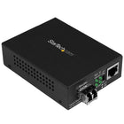 StarTech Gigabit Ethernet Fiber Media Converter, Compact, 850nm MM LC, 550m-Convert between an RJ45 copper Ethernet connection and a fiber optic connection to extend your network cost-effectively