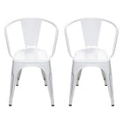 Nicer Furniture Stackable Industrial Tolix A Style Armchair - White - 4 Pack-Indoor/Outdoor Arm Chair