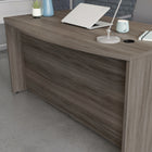 Sauder 59"W Affirm Executive Desk - Hudson Elm-  Cord management system with two desk top grommet holes