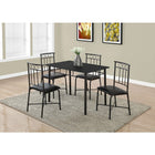 Monarch Specialties 1018 5-Piece Dining Set - Black Metal And Top-Dining Set