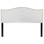 Flash Furniture Lexington Upholstered Queen Size Headboard with Accent Nail Trim - White Fabric-Transitional Style