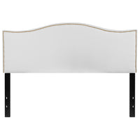 Flash Furniture Lexington Upholstered Queen Size Headboard with Accent Nail Trim - White Fabric-Transitional Style