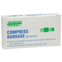 Crownhill Compress Bandage, 10.2 x 10.2cm (4" x 4")-Used to stop bleeding without the need for separate gauze pads and gauze bandage rolls Provides superior absorbency Non-adherent pad will not disturb or stick to the wound