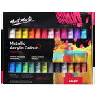 Mont Marte Metallic Signature Acrylic Paint Set - 36ml - 24 Assorted Colours-24 piece metallic arcyllic paint set