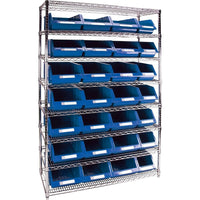 Kleton Heavy-Duty Wire Shelving Units With Storage Bins, 8 Tiers, 48" W x 74"H x 18"D-Depth: 18"