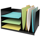Merangue Metal Vertical/Horizontal File Organizer - 6 Compartments - Black-Metal construction for increased durability against normal wear and tear