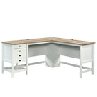 Sauder 65"W Cottage Road L-Desk - Soft White-Spacious work surface for a computer, lamp and more