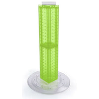 Azar Displays 24" x 4" x 4" 4-Sided Revolving Pegboard Counter Display, Green Translucent (700222-GRE)-Interlocking four-sided pegboard tower and 14-1/2" diameter revolving clear plastic base