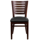 Flash Furniture Darby Series Slat Back Walnut Wood Restaurant Chair - Black Vinyl Seat-Wood Dining Chair