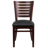 Flash Furniture Darby Series Slat Back Walnut Wood Restaurant Chair - Black Vinyl Seat-Wood Dining Chair