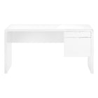 Monarch Specialties 7581 60" Computer Desk - High Glossy White L/R Face Drawer-Perfect desk for all laptop or tablets; easily maintainable glossy white surface finished on all sides