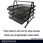 Merangue 3-Tier Mesh Document Tray-3 tiers for multi-layered storage