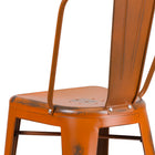 Flash Furniture 30" High Distressed Orange Metal Indoor-Outdoor Barstool with Back-Distressed Orange Powder Coat Finish