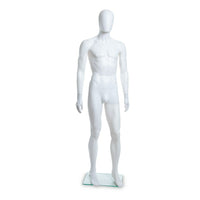 Can-Bramar Adult Male Abstract Unbreakable Mannequin 73"H, Glass Base,  Blowing White (PL-M6)-Full Male mannequin