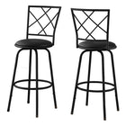 Monarch Specialties 2375 Barstool - Swivel/Black /Black Leather-Look Seat - 2 Pack-Set of 2 barstools in a contemporary style