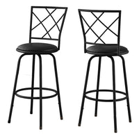 Monarch Specialties 2375 Barstool - Swivel/Black /Black Leather-Look Seat - 2 Pack-Set of 2 barstools in a contemporary style