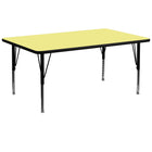 Flash Furniture 30''W x 72''L Rectangle Activity Table with Thermal Fused Top and Height Adjustable Pre-School Legs, Yellow-Yellow Laminate