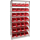 Kleton Heavy-Duty Wire Shelving Units With Storage Bins, 8 Tiers, 36"W x 74" H x 14" D-Depth: 14"