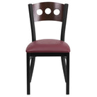 Flash Furniture HERCULES Series Black 3 Circle Back Metal Restaurant Chair - Walnut Wood Back & Burgundy Vinyl Seat - 2 Pack-Set of 2 Metal Dining Chairs