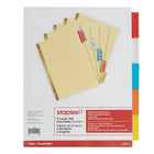 Staples Large Tab Insertable Dividers - 5 Tabs - Assorted Colours-Large tabs offer more printing space for easy organization