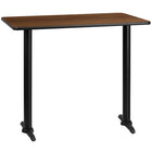 Flash Furniture 30" x 48" Rectangular Walnut Laminate Table Top with 5" x 22" Bar Height Table Bases-Walnut Laminate Top