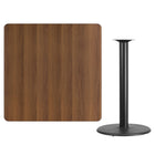 Flash Furniture 42" Square Walnut Laminate Table Top with 24" Round Bar Height Table Base, Black Finish (XUWA4242TR24B)-Walnut Laminate Top