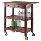 Winsome Jonathan Drop Leaf Kitchen Cart in Walnut (94734)-Made from solid & composite wood in a walnut finish