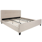 Flash Furniture Tribeca King Size Tufted Upholstered Platform Bed - Beige Fabric-Panel Headboard