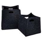 Truu Design, Square Felt Storage Baskets, Set of 3, 15 x 14.5 x 14 inches, Dark Grey-Large basket measures 13" x 14" x 13", medium basket measures 11" x 13" x 11", and small basket measures 9.5" x 11" x 9.5" in dimensions