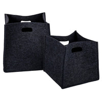 Truu Design, Square Felt Storage Baskets, Set of 3, 15 x 14.5 x 14 inches, Dark Grey-Large basket measures 13" x 14" x 13", medium basket measures 11" x 13" x 11", and small basket measures 9.5" x 11" x 9.5" in dimensions