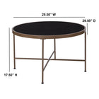 Flash Furniture Chelsea Collection Black Glass Coffee Table with Matte Gold Frame-6mm Thick Glass